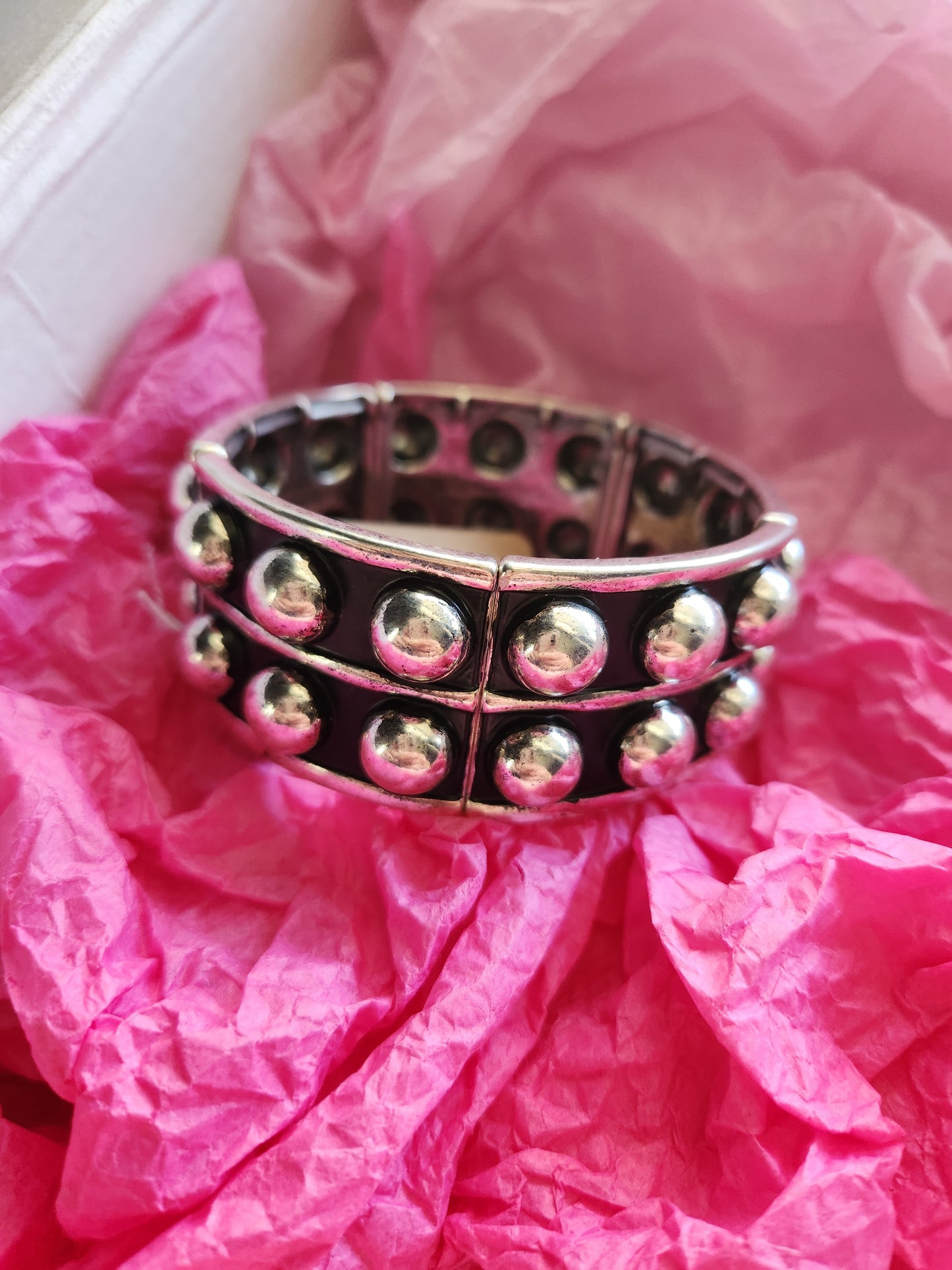 Western Double Metal Bubble Stretch Bracelet