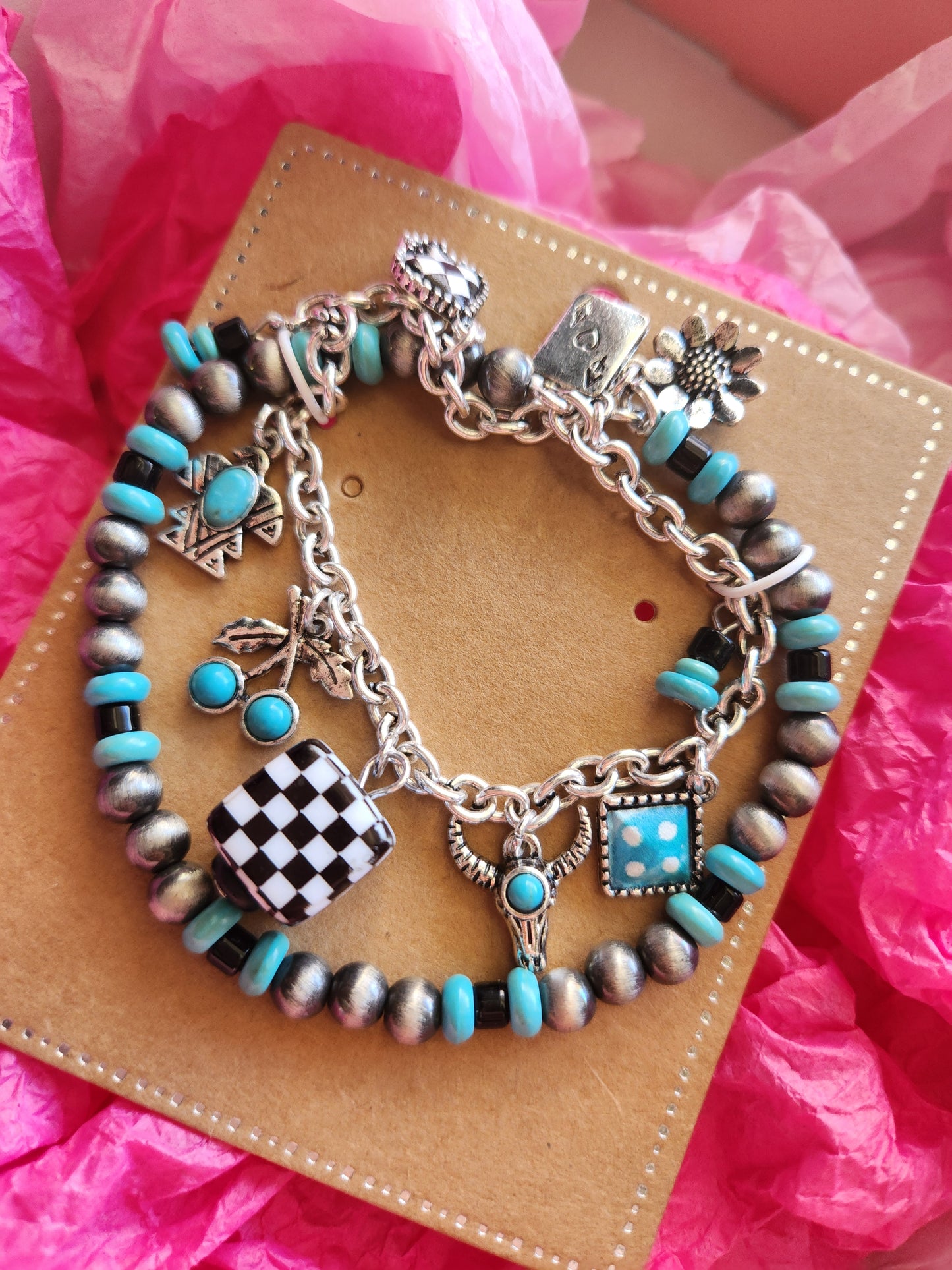 Western Multi Charm Stretch Bracelet