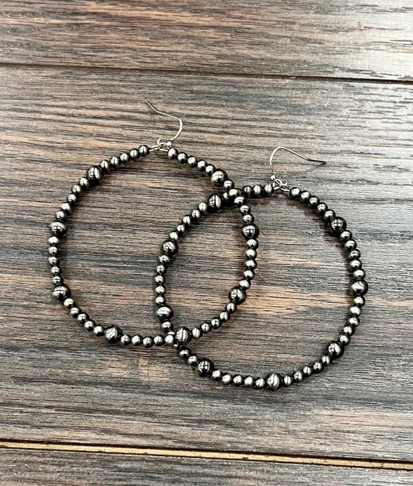 Handmade Polish Navajo Bead Hoop Earrings 725998