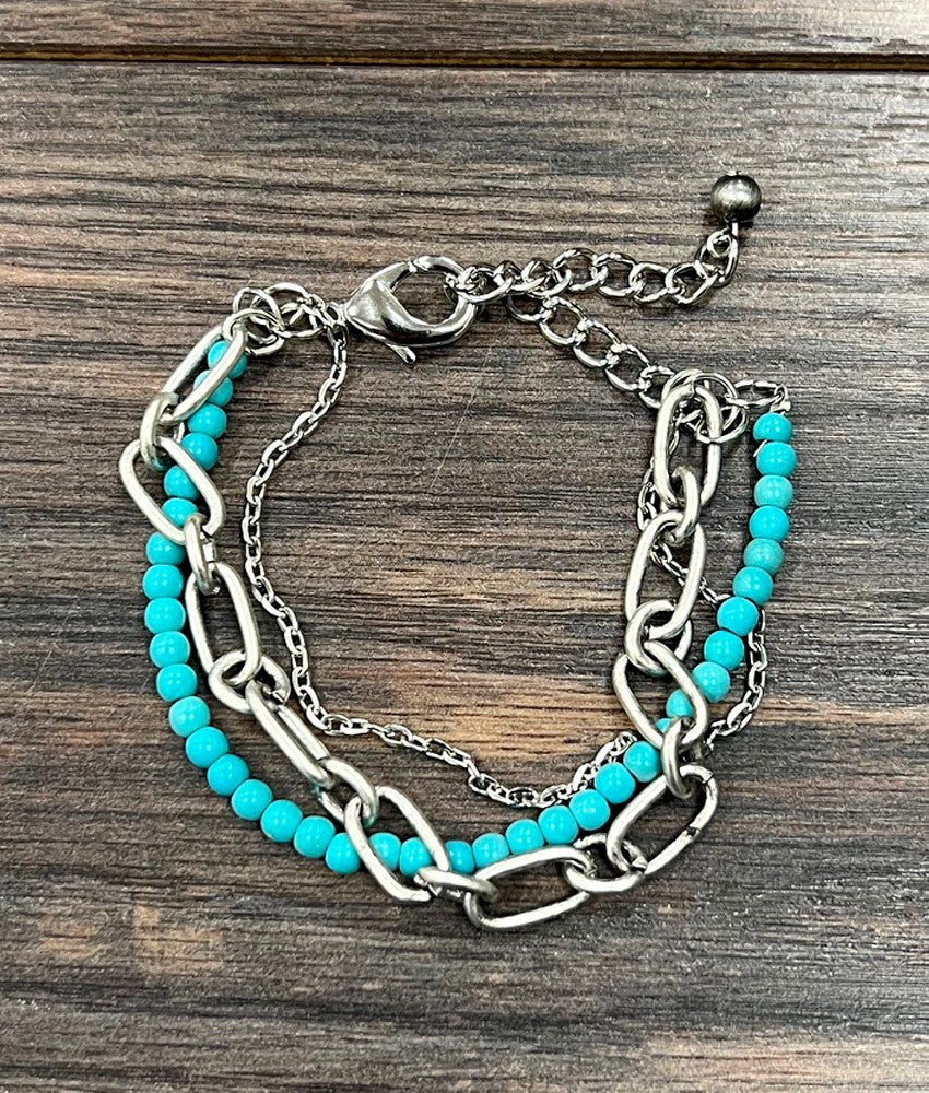 Handmade Synthetic Turquoise Adjustable Bracelet 711592