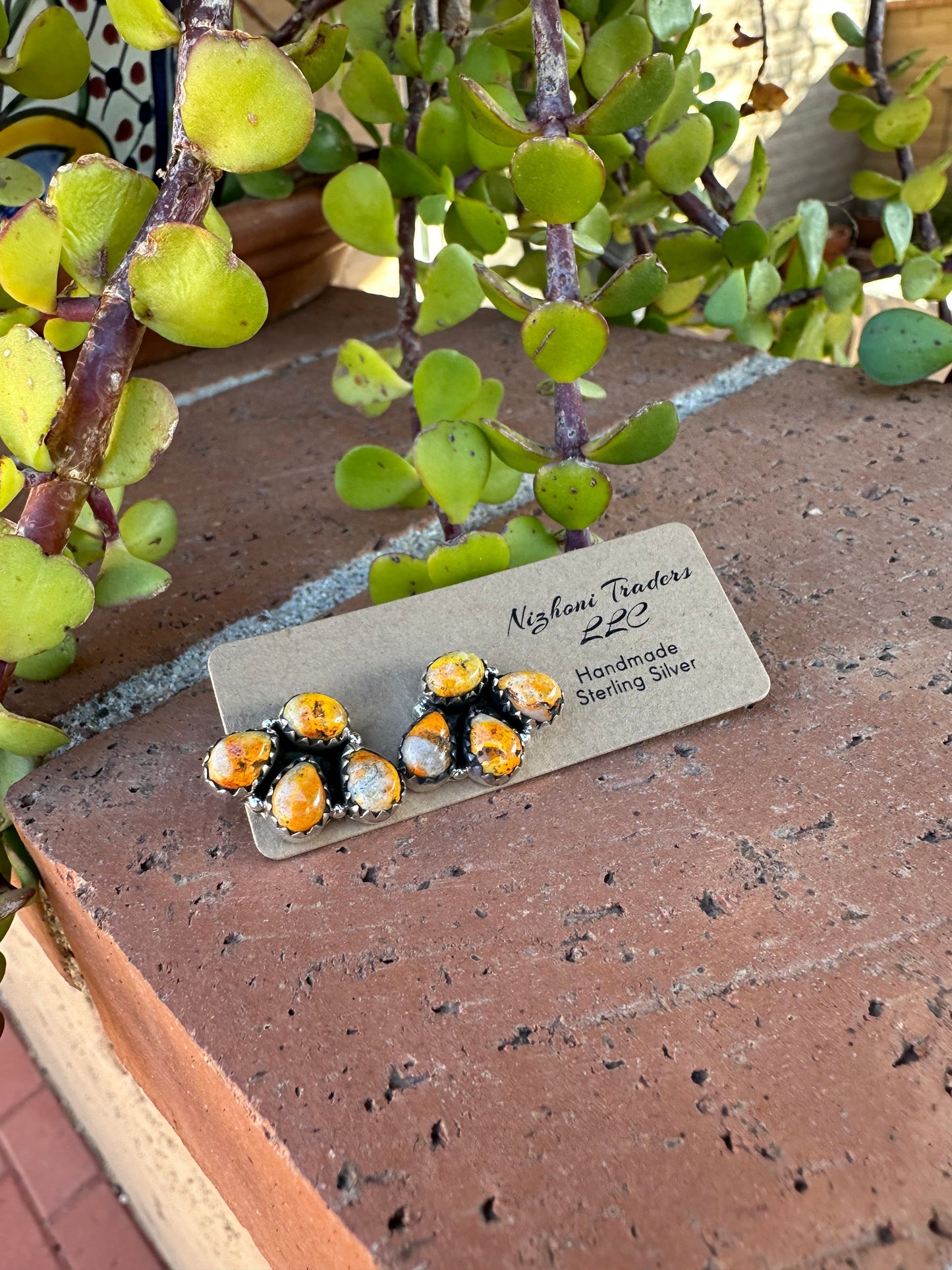 Nizhoni “The Backroads” Bumble Bee Jasper & Sterling Silver 4 Stone Earrings Handmade