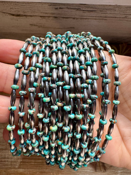 14.5-Inch Turquoise Rondelle & Sterling Torpedo Bead Choker