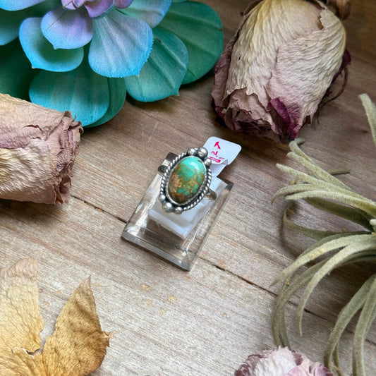 124 - Sterling Silver Royston Turquoise Medicine Man Eye Stamped Stacking Ring by Jason Ogg