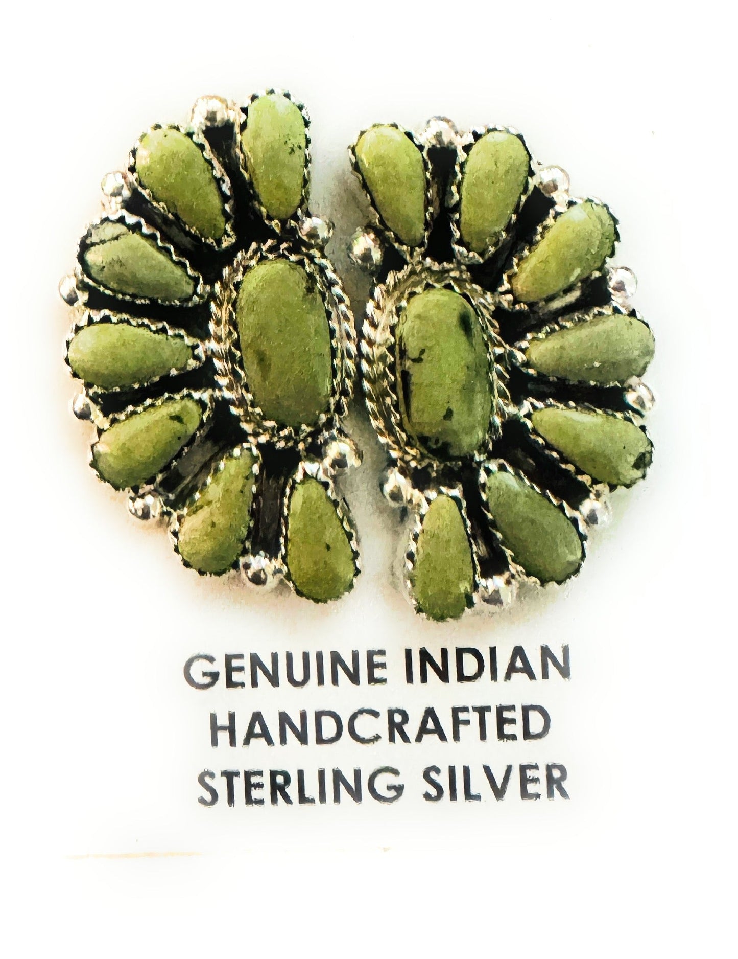 Navajo Sterling Silver & Royston Turquoise Cluster Post Earrings