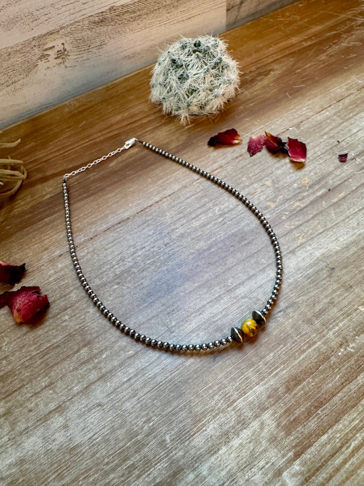 14 inch 3 mm sterling silver pearls choker - with bumblebees beads