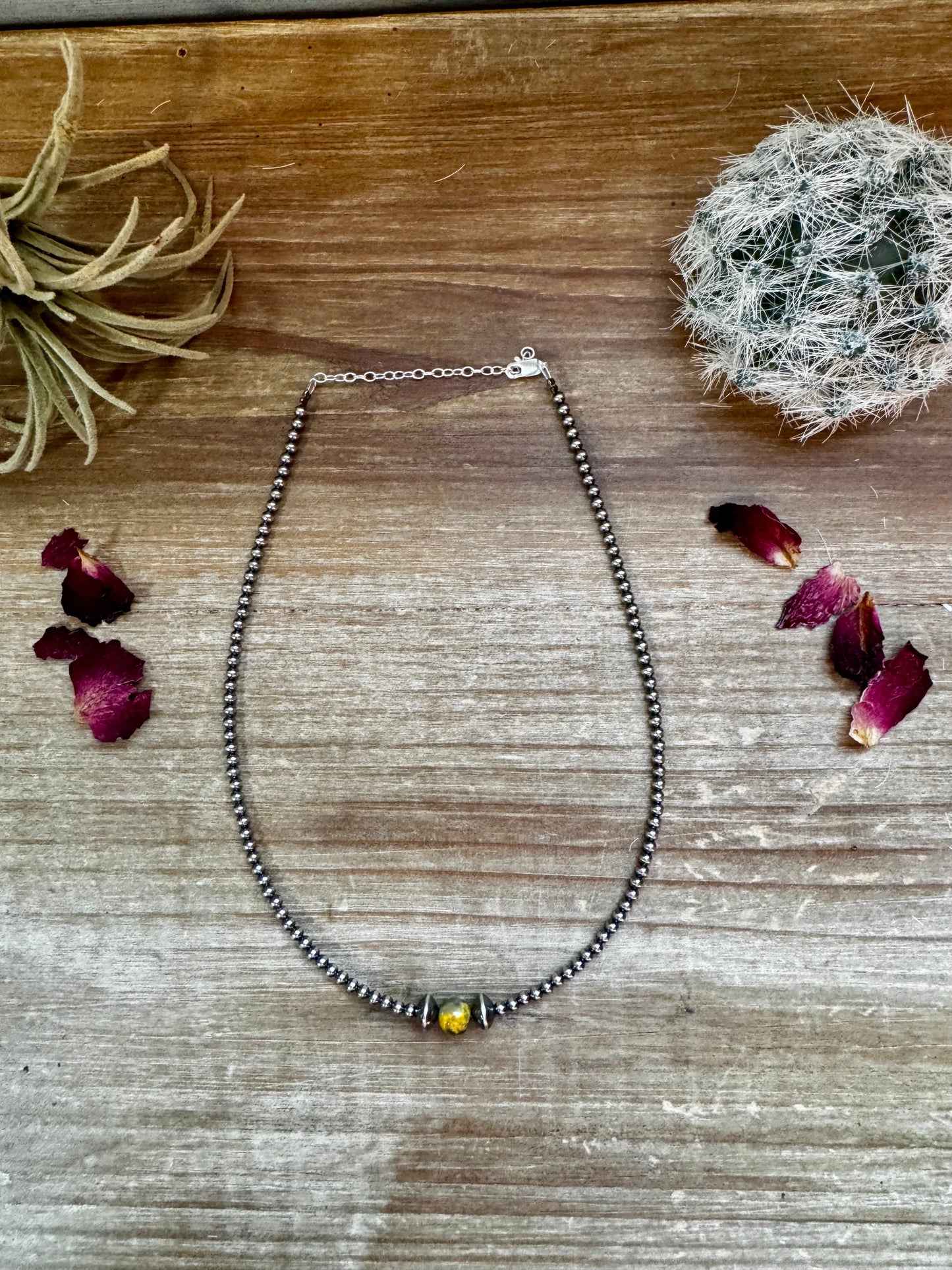 14 inch 3 mm sterling silver pearls choker - with bumblebees beads