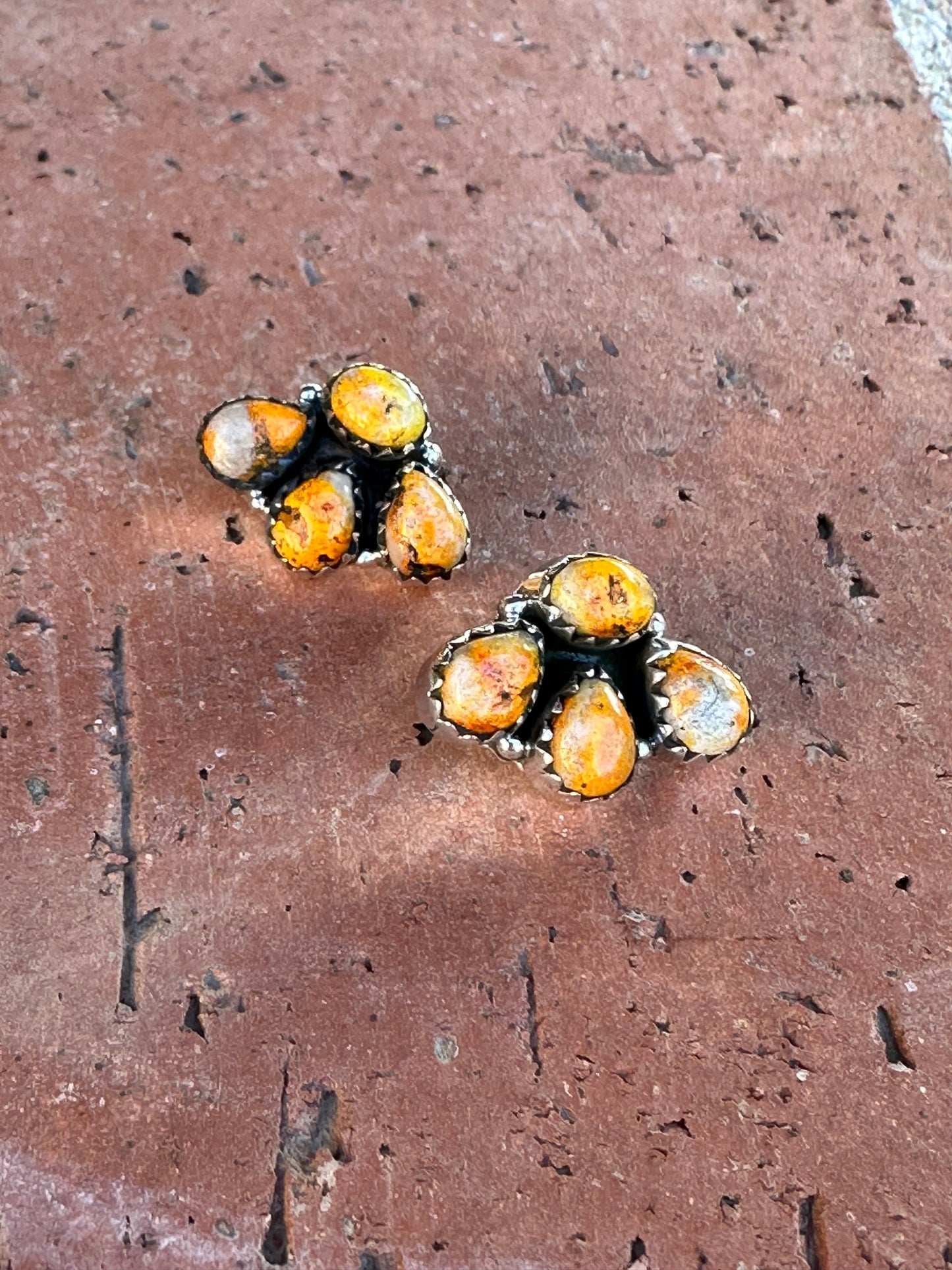 Nizhoni “The Backroads” Bumble Bee Jasper & Sterling Silver 4 Stone Earrings Handmade