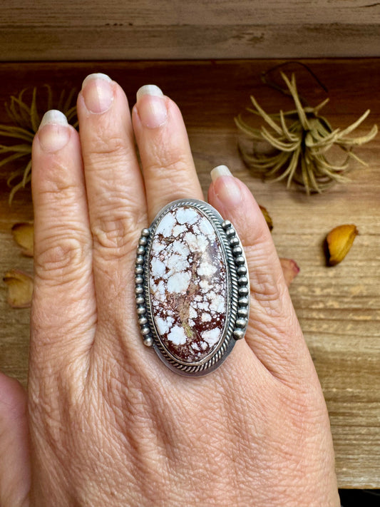 Adjustable Ring – Wild Horse Stone – Sterling Silver – Ned Nez Navajo Handmade