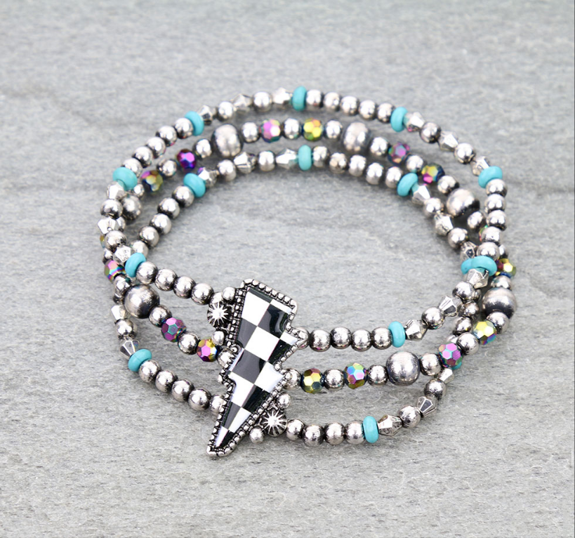 Western Checker Thunder Stretch Bracelet