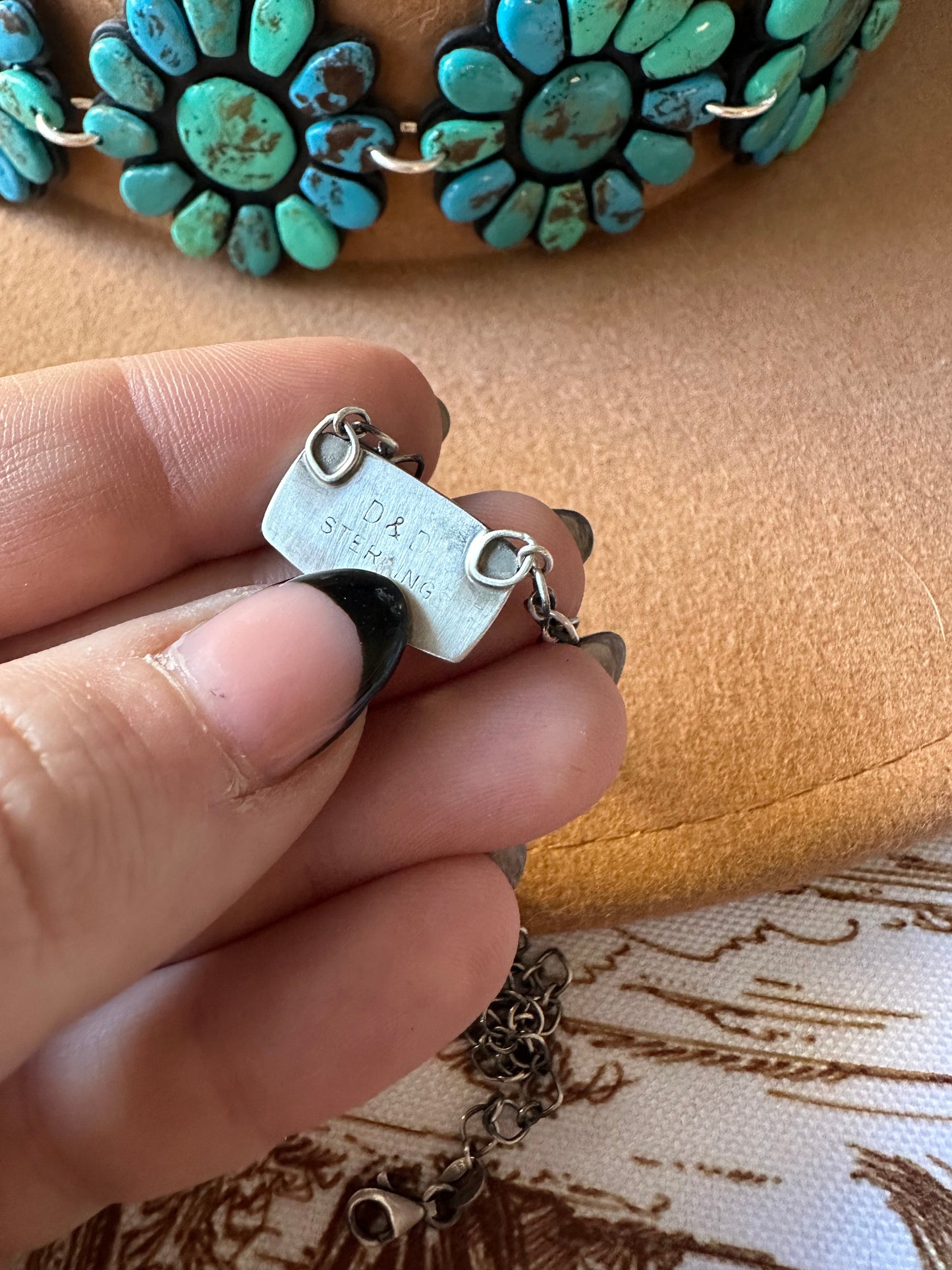 Navajo Sterling Silver & White Buffalo Bar Necklace Signed