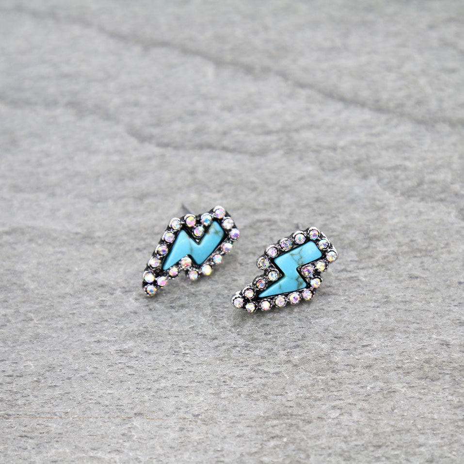 Western Thunder Paved Stone Stud Earrings