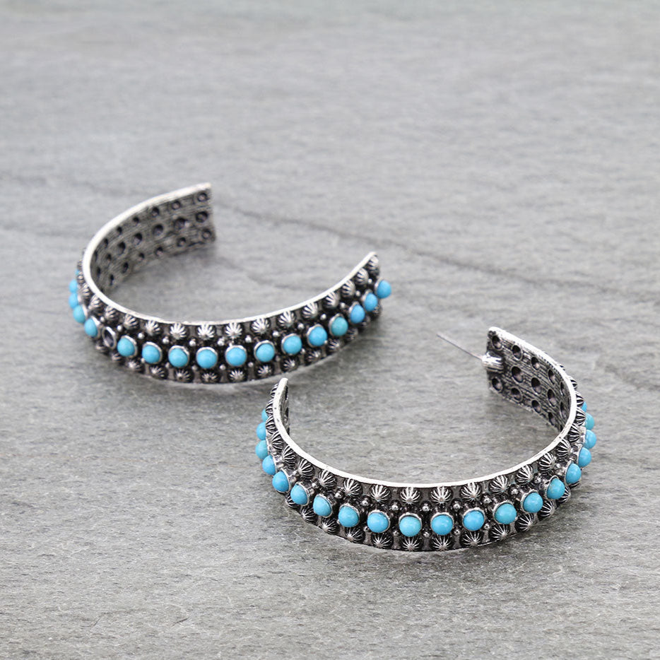 1.75″ Western Stone Hoop Earrings