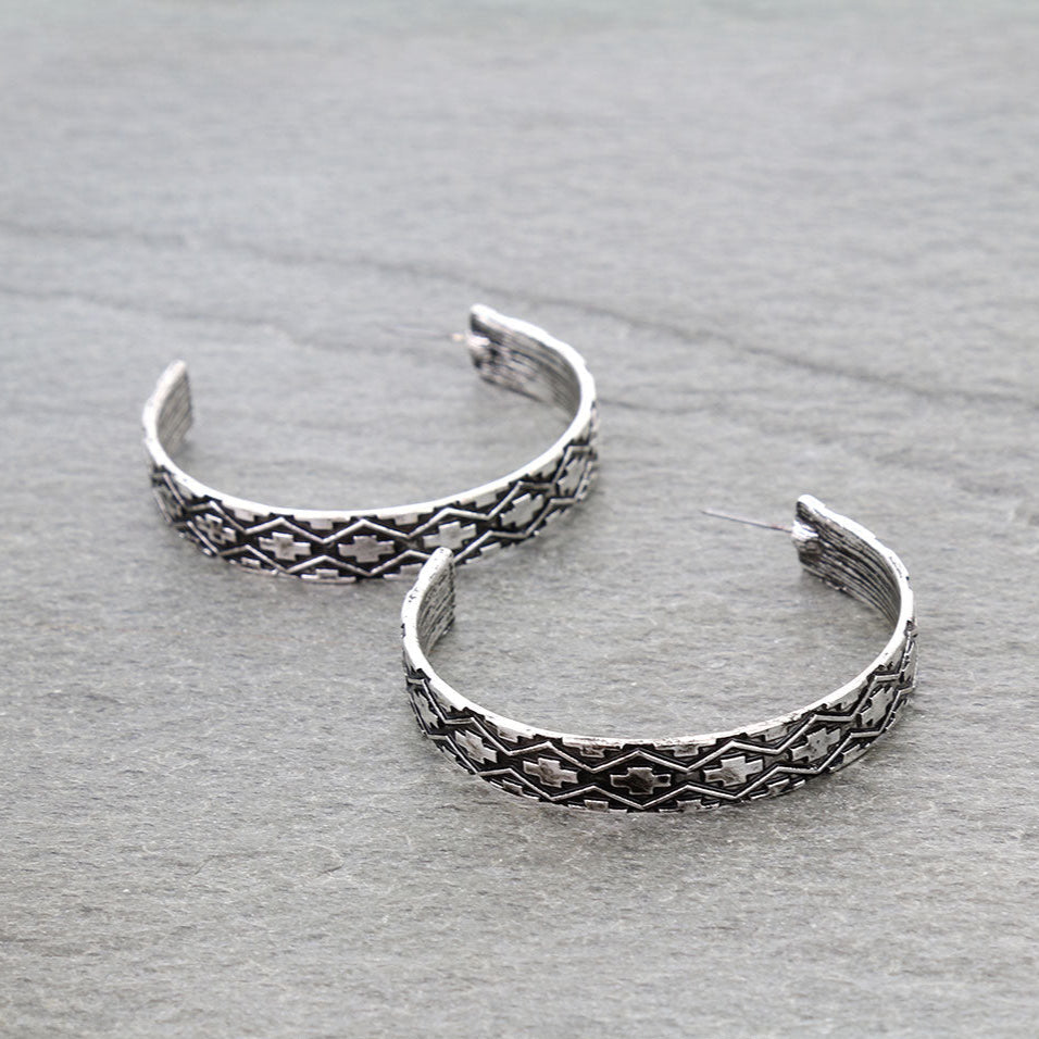 2″ Western Aztec Hoop Earrings