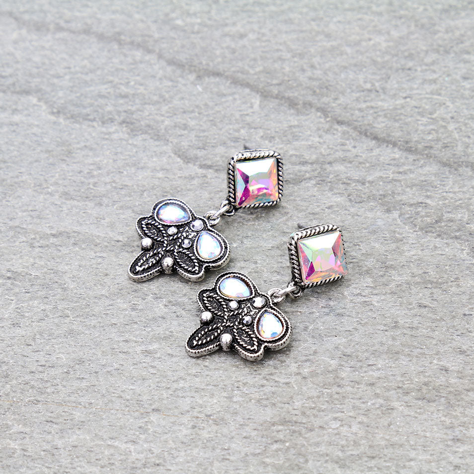 Western Boot Stitch Stone Stud Earrings