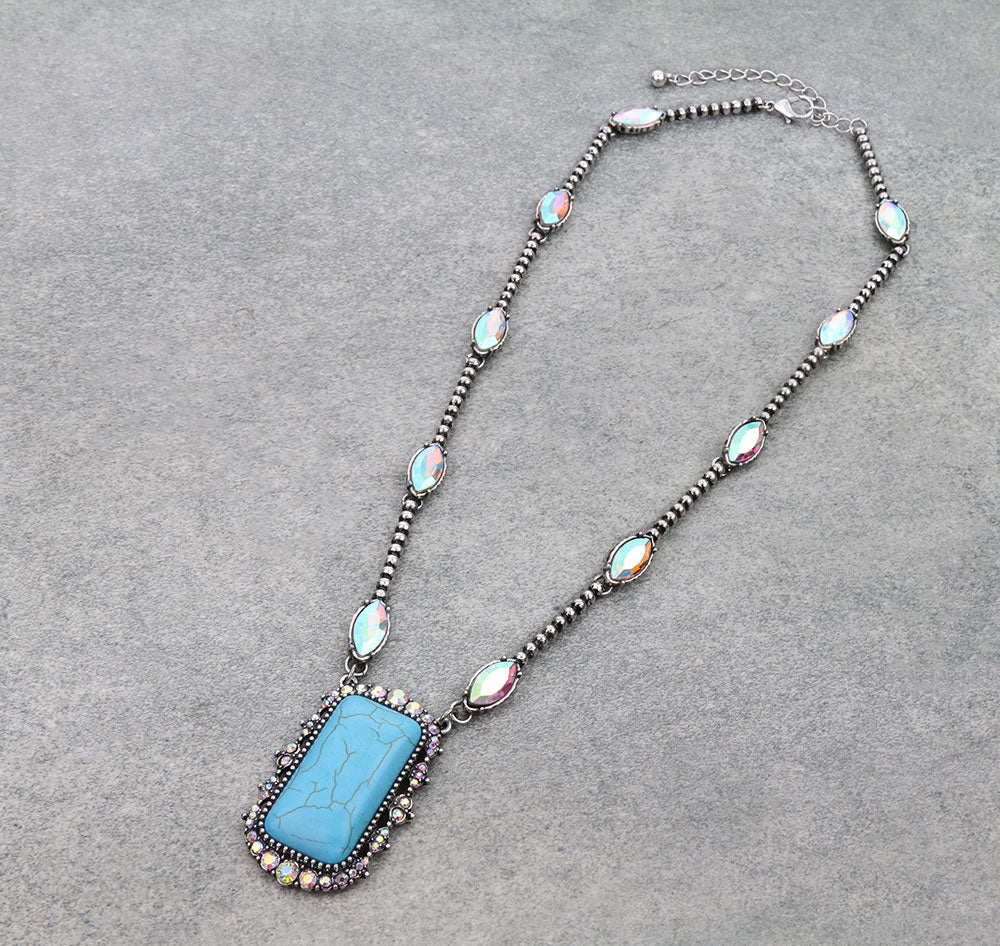 Western Rectangle Stone Necklace