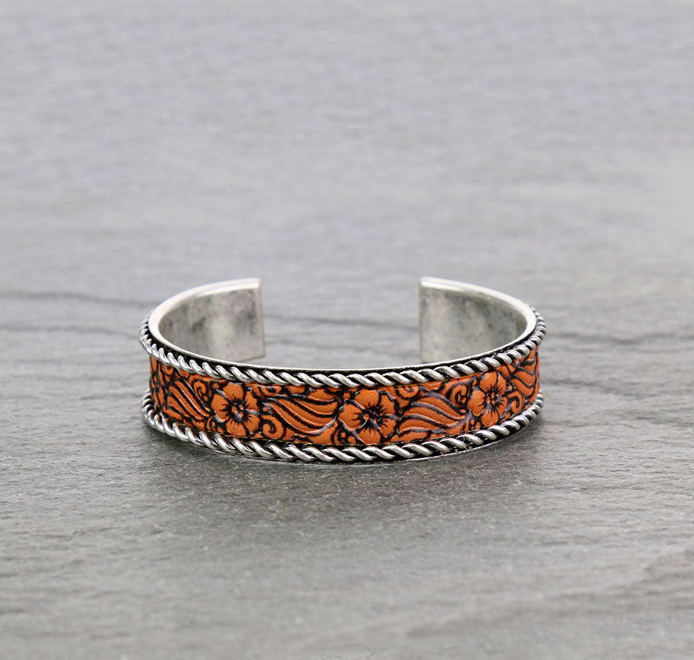 Flower Leather Cuff Bracelet
