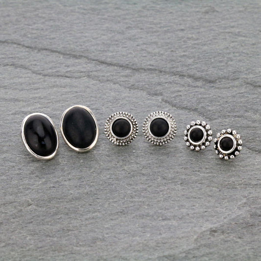 3 Pair Stone Earring Set