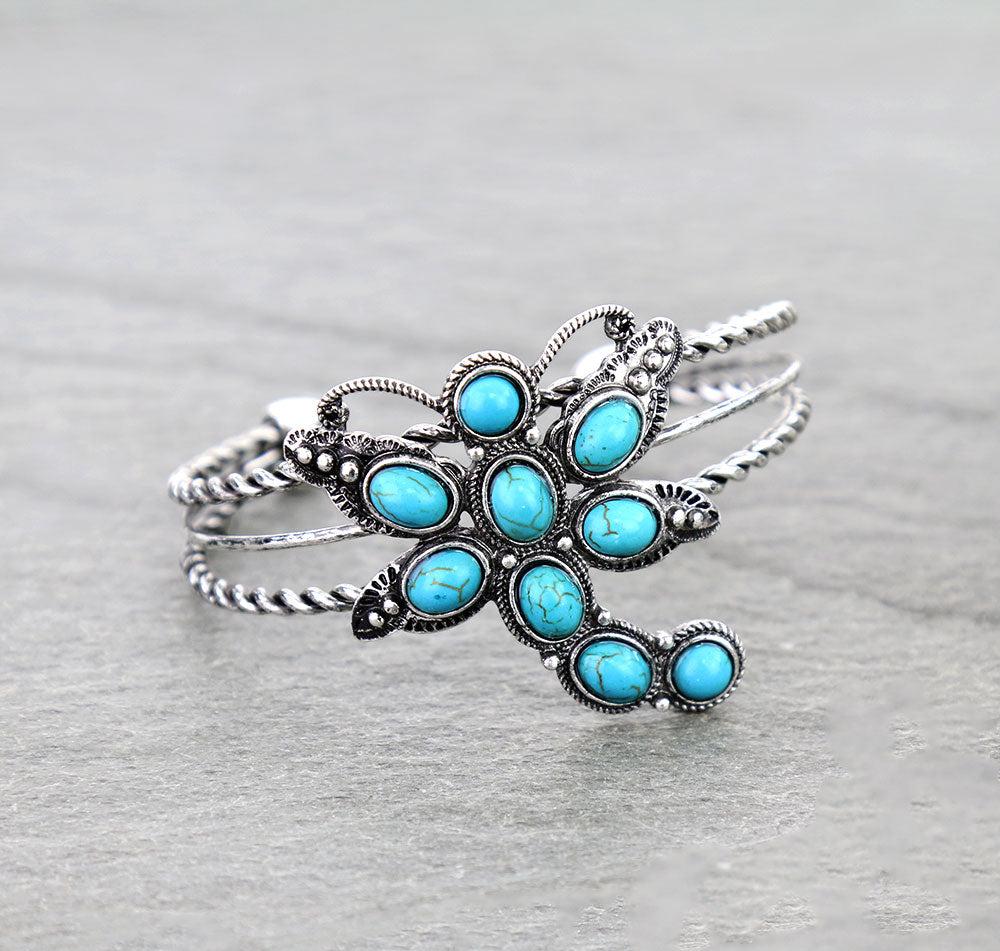 Western Dragonfly Stone Cuff Bracelet