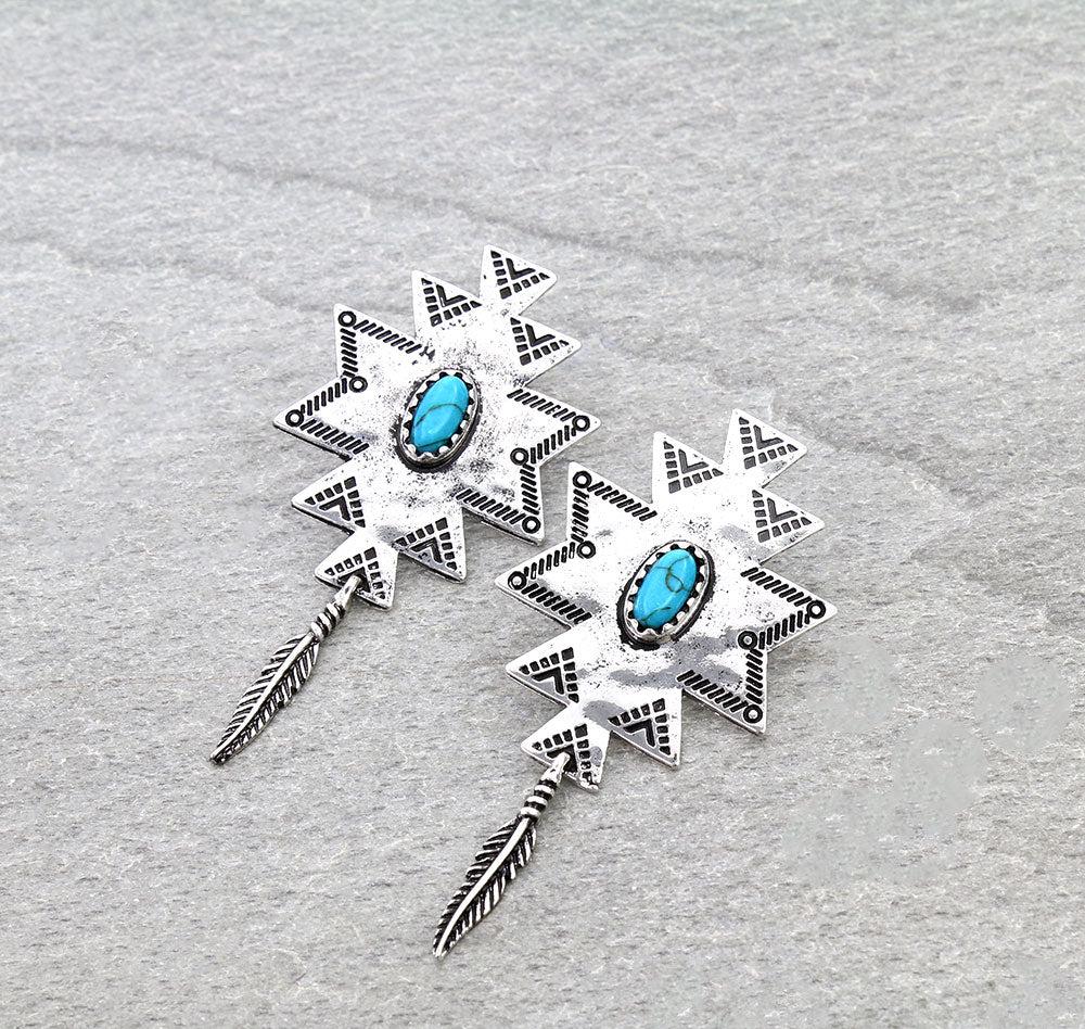 Western Aztec Stone Stud Earrings