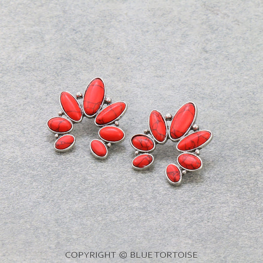 Western Squash Blossom Stud Earrings