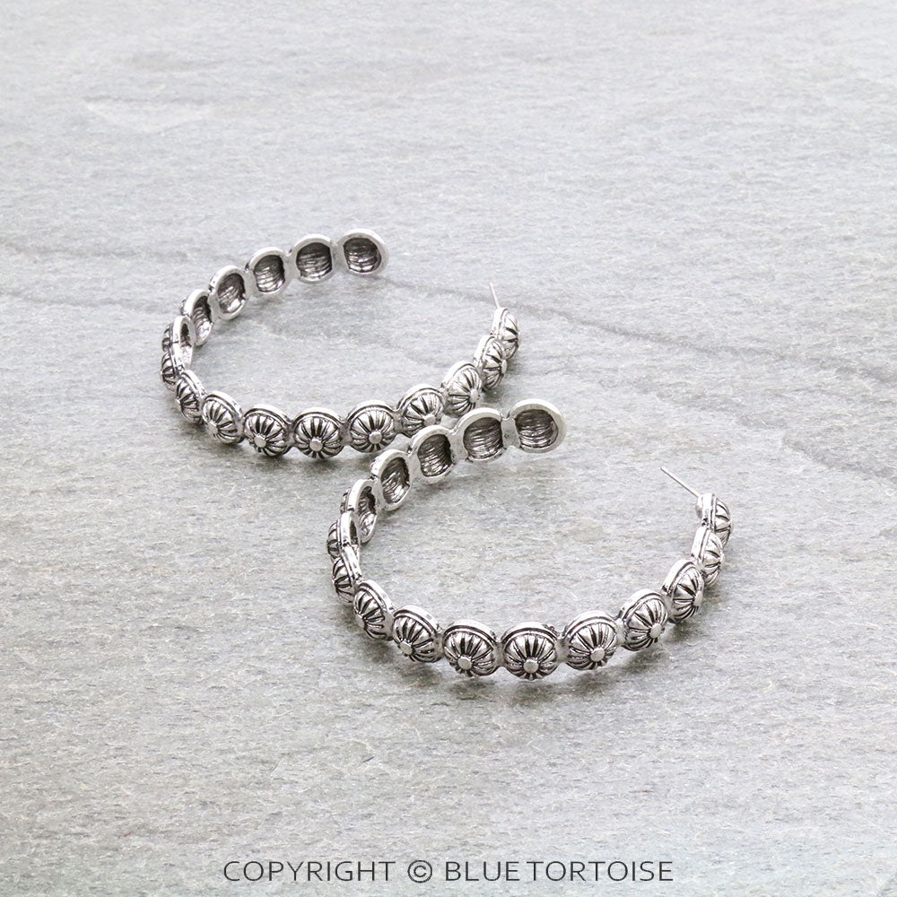 Western Concho Hoop Earrings