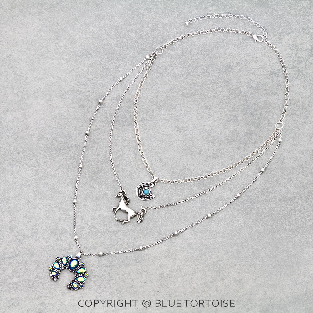 3 Layered Western Squash Blossom Necklace