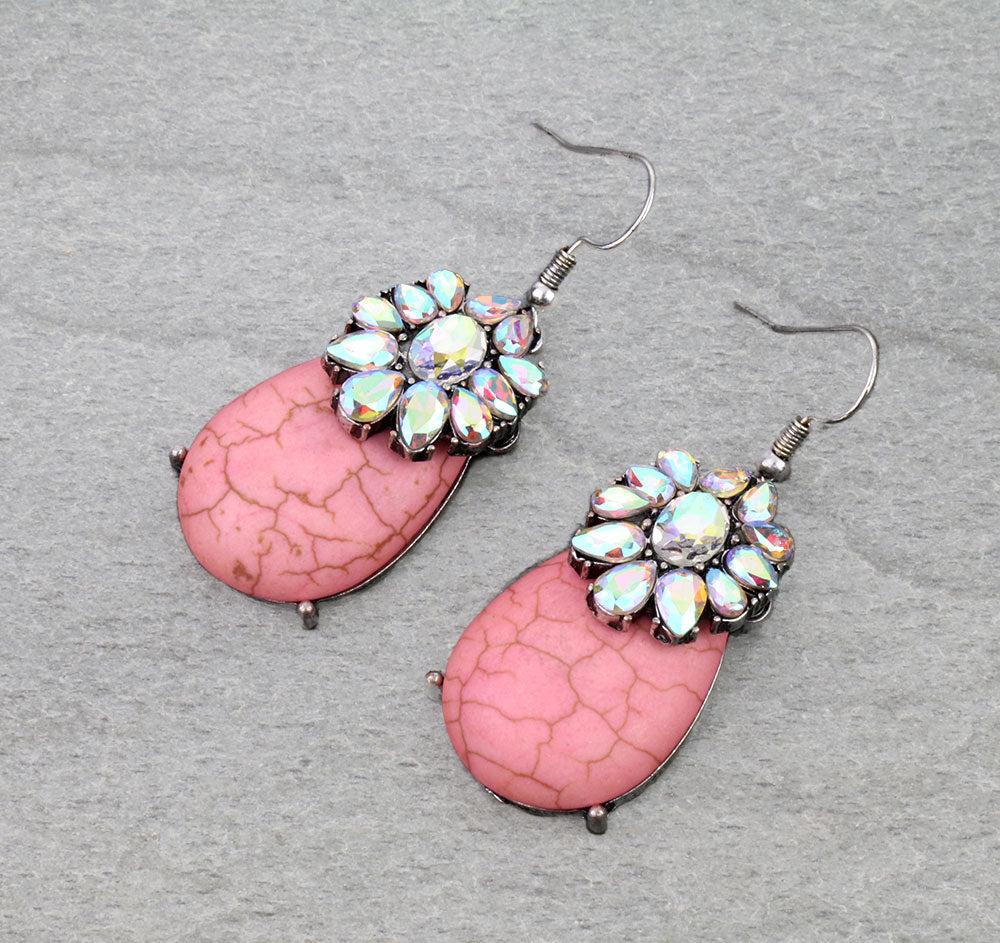 Western Concho Stone Dangle Earrings