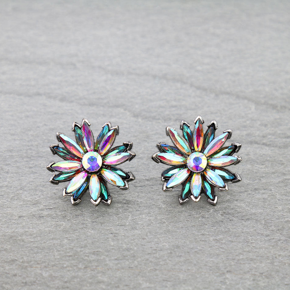 Western Flower Stone Stud Earrings