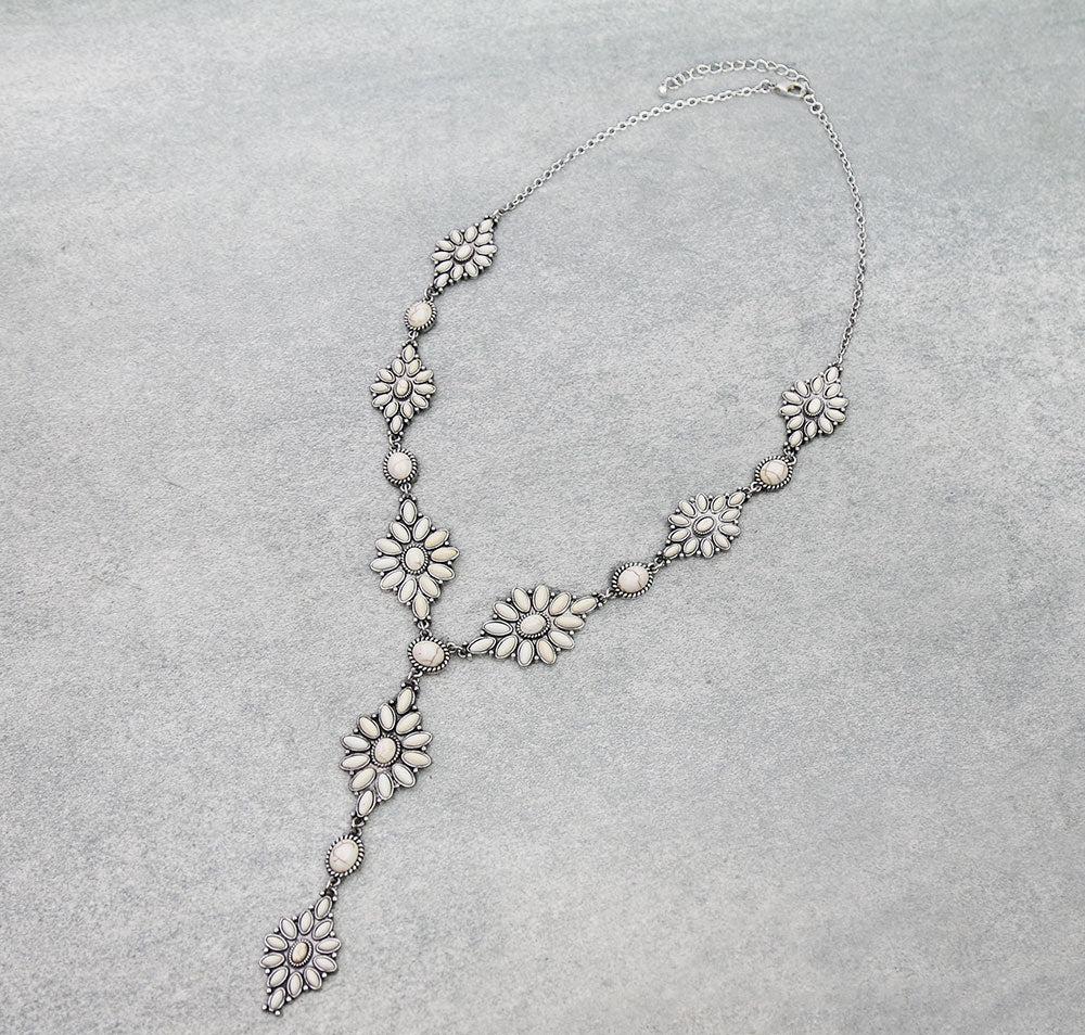 Western Concho Stone Y Necklace