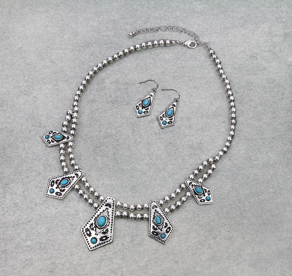 Western Aztec Statement Necklace Set