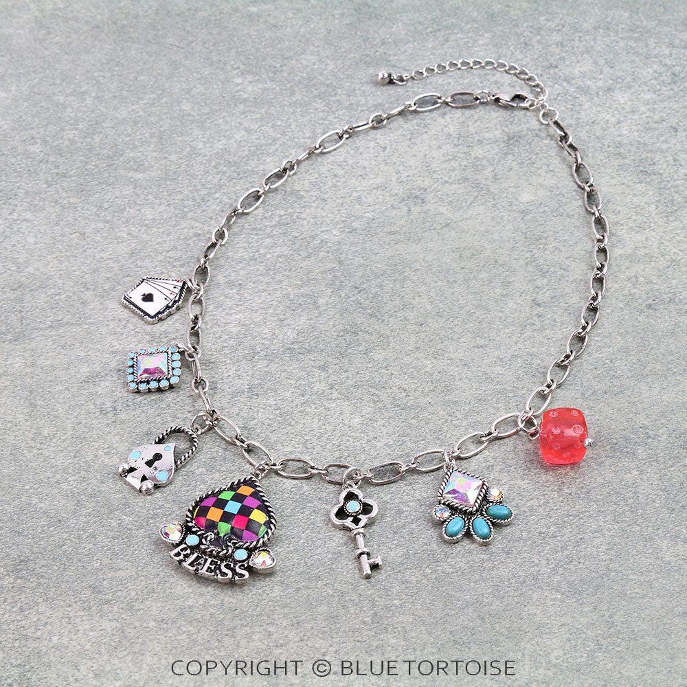 Western Spade Multi Charm Necklace