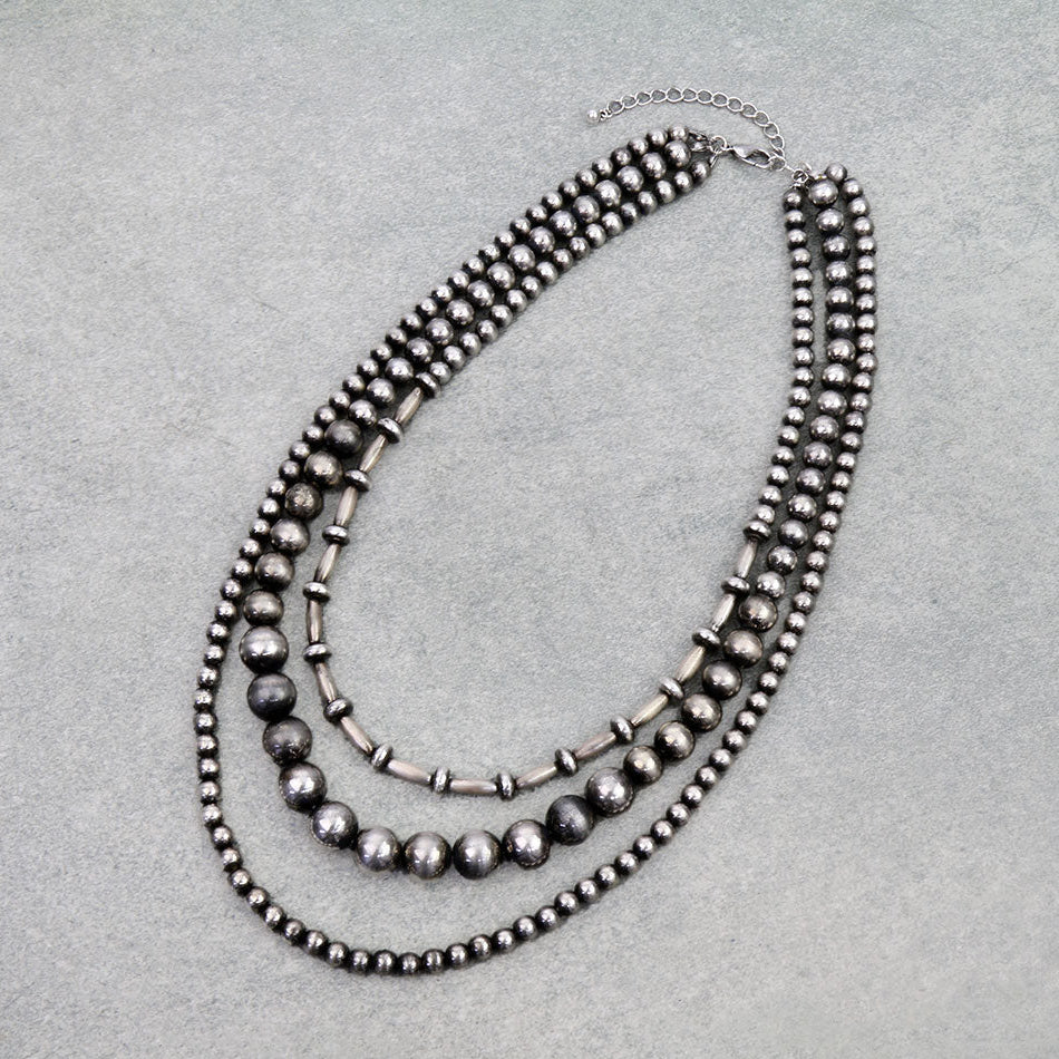 Multi Layered Navajo Style Pearl Necklace