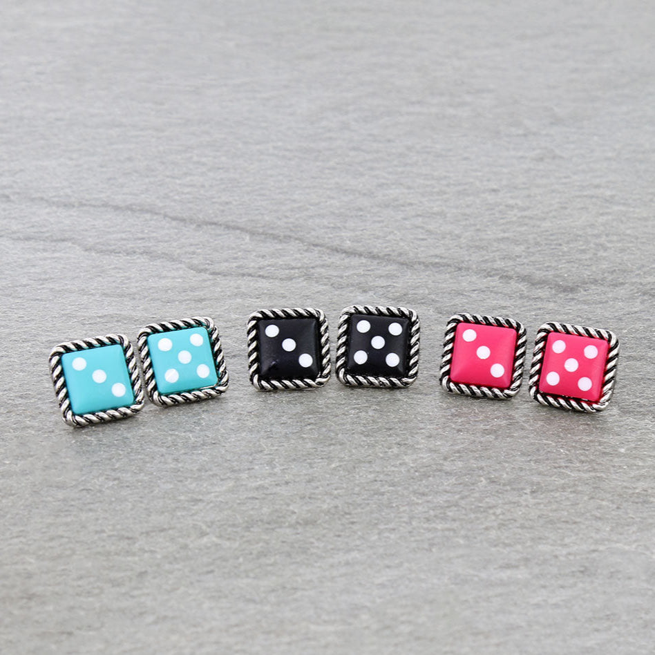 3 Pair Dice Theme Earring Set