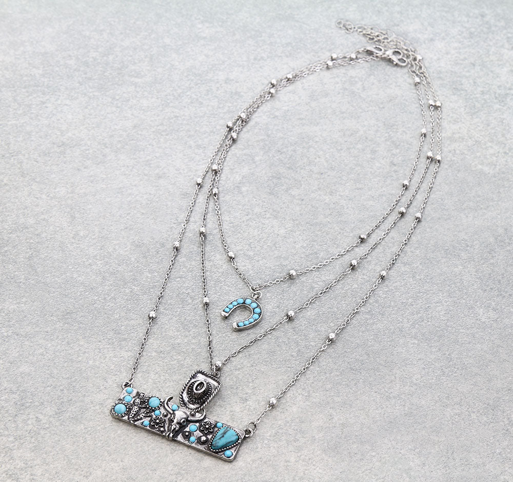 3 Layered Western Theme Necklace