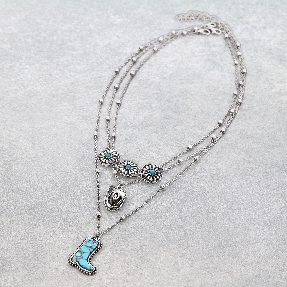 3 Layered Western Theme Necklace