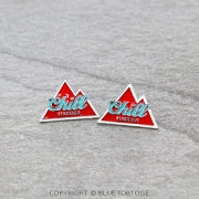 Epoxy Logo Stud Earrings Red Color