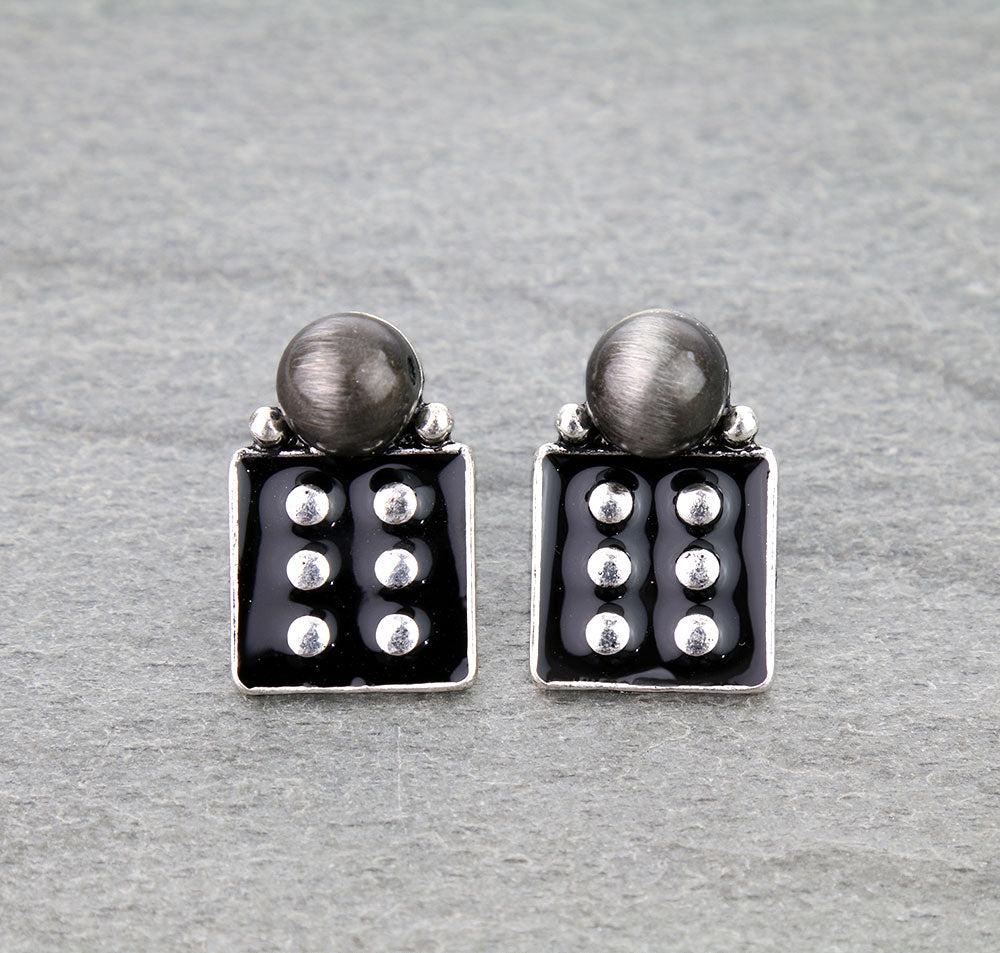 Dice Enamel Stud Earrings