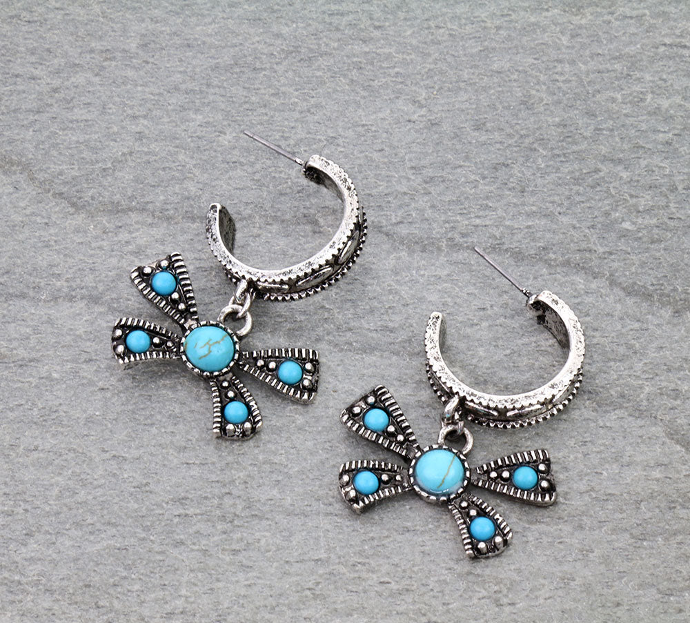 Western TXR Ribbon Hoop Earrings