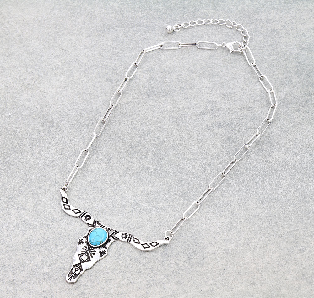 Western Steer Skull Necklace
