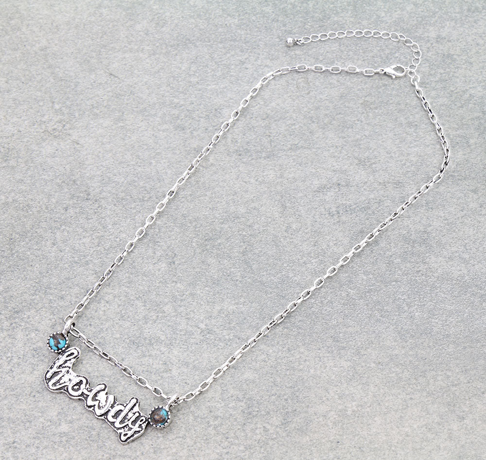 Howdy Typography Rolo Chain Necklace