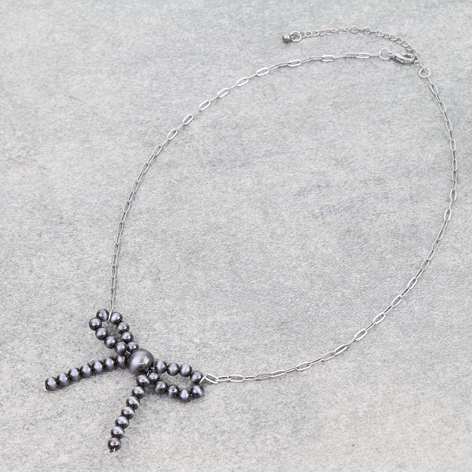Navajo Style Pearl Bow Necklace