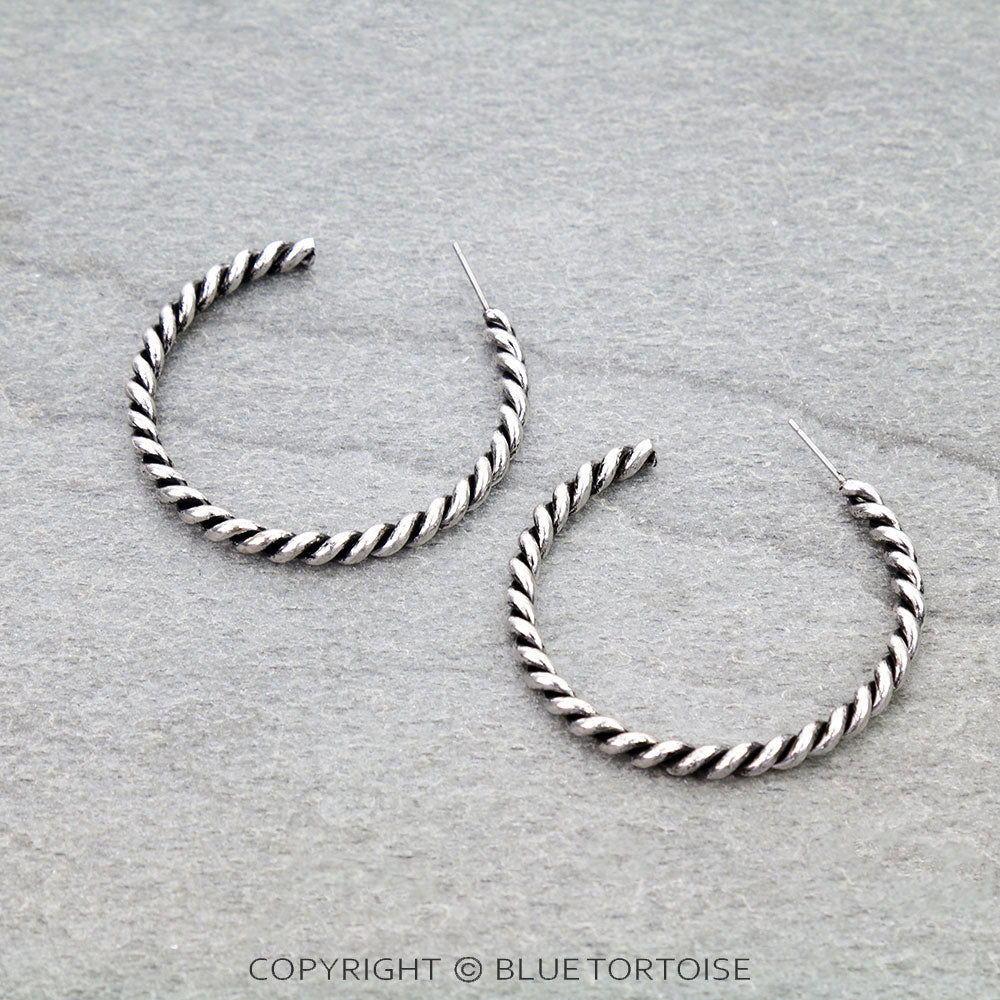 1.75″ Western Rope TXR Hoop Earrings