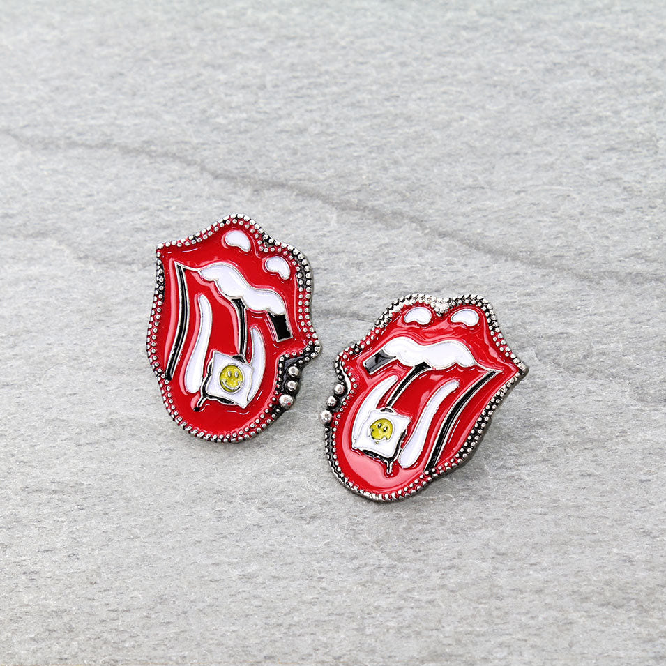Red Lips & Tongue Stud Earrings