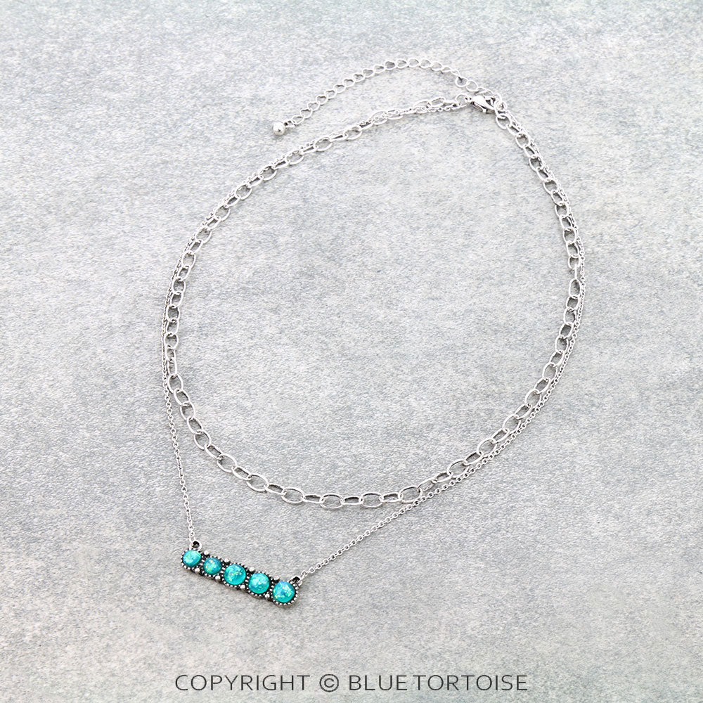 2Row Opal Stone Necklace