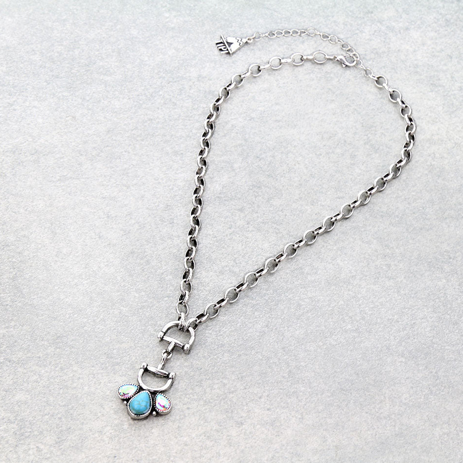 Western Horsebit Stone Necklace