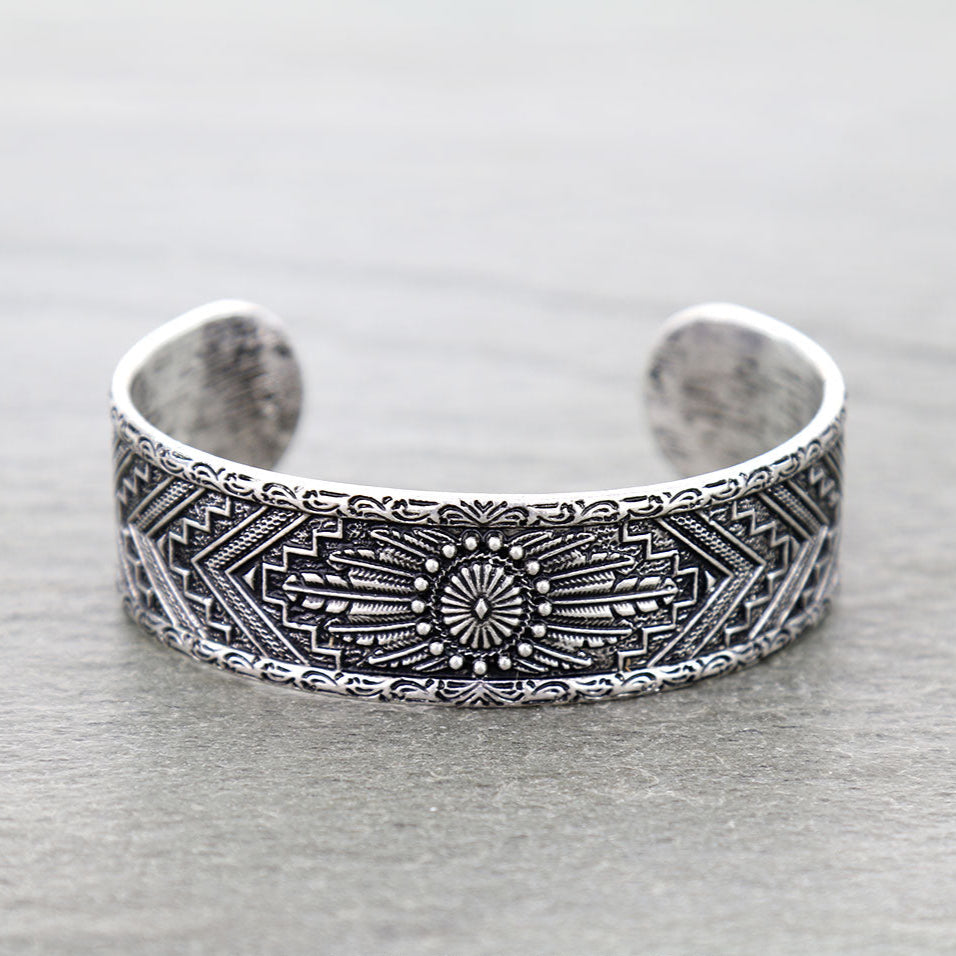 Western Aztec Pattern Concho Cuff Bracelet