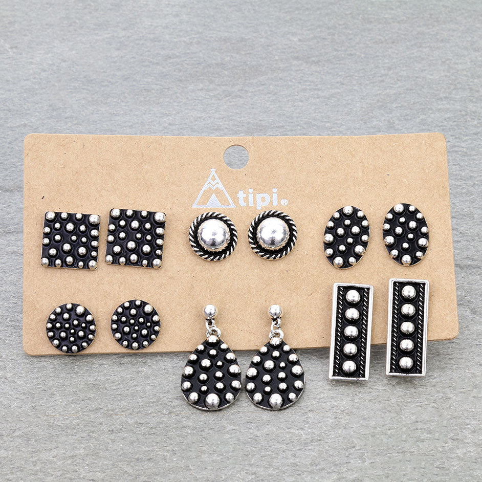6 Pair Western Style Mix Earring Set