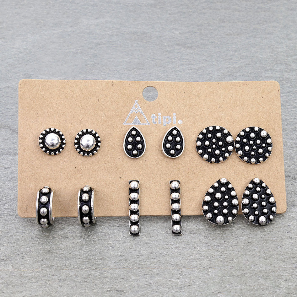 6 Pair Western Style Mix Earring Set