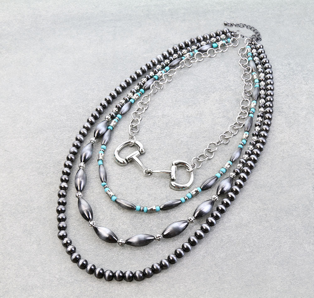 4 Layered Western Horsebit Necklace