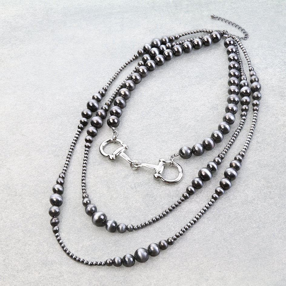 3 Layered Western Horsebit Necklace